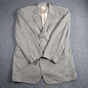 Oscar de la Renta 50L Silk Wool Blazer Micro Houndstooth Sport Coat Tan